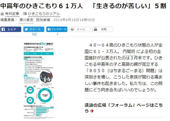 2019年6月16日の朝日新聞へのリンク画像です
