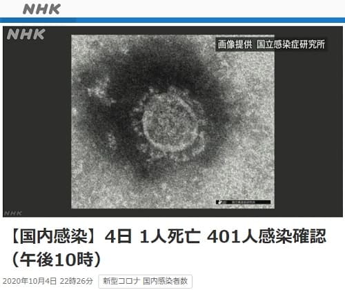 2020年10月4日 NHK NEWS WEBへのリンク画像です。