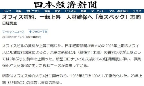 2023年5月3日 日本経済新聞へのリンク画像です。