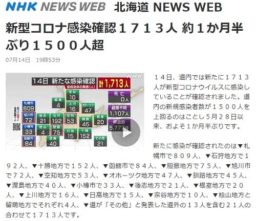 2022年7月14日 NHK 北海道 NEWS WEB*へのリンク画像です。